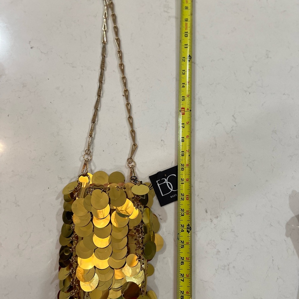 Gold Metallic Evening Bag with Chain Strap